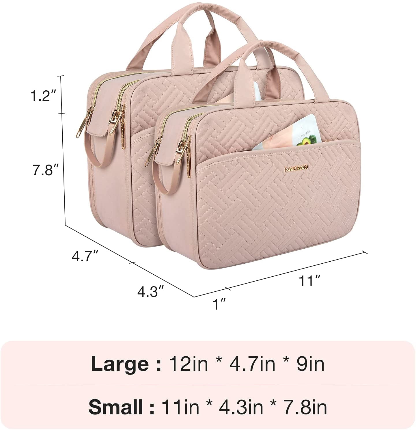 Large Toiletry Bag, Travel Makeup Organizer, Water-resistant Makeup Cosmetic Bag Door Room Essentials Travel Bag for Accessories, Shampoo, Full Sized Container, Toiletries (Black, Large)