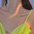 thumbnail image 4 of Elegant Asymmetrical Pearl Necklace – Y-Chain Gold Accent, 4 of 8