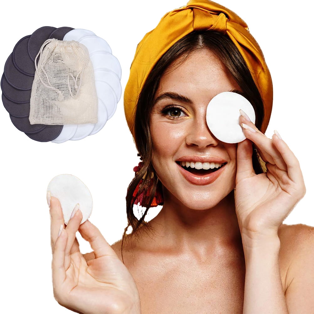 Bamboo Reusable Makeup Remover Pads, 3 Layers Face Pads with Pocket
