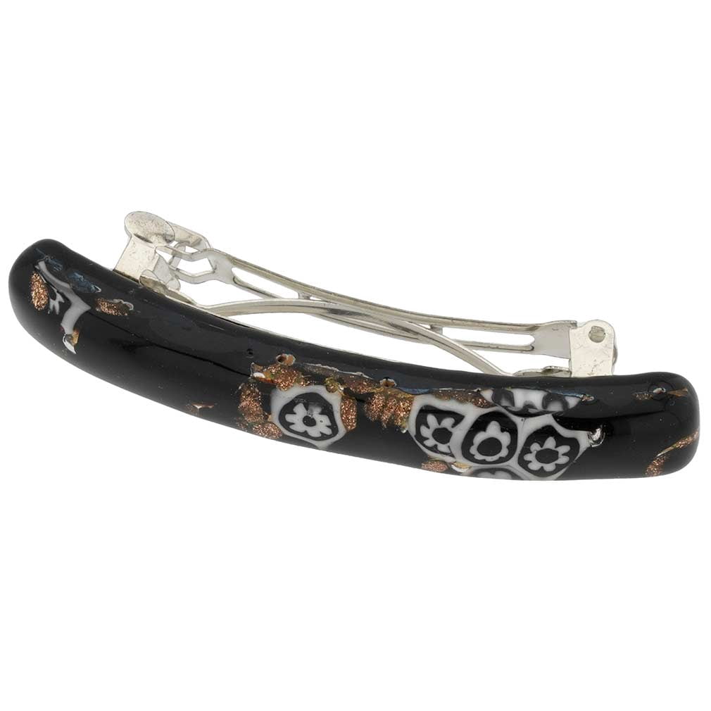 GlassOfVenice Venetian Reflections Hair Clip Small - Black and Gold