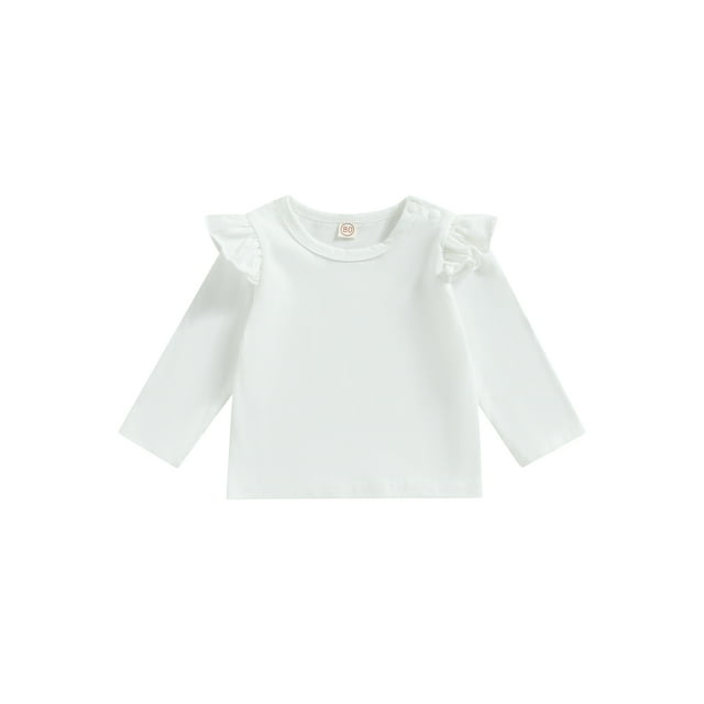 ZAXARRA T-shirt à Manches Longues Col Rond à Volants pour Filles Printemps Automne