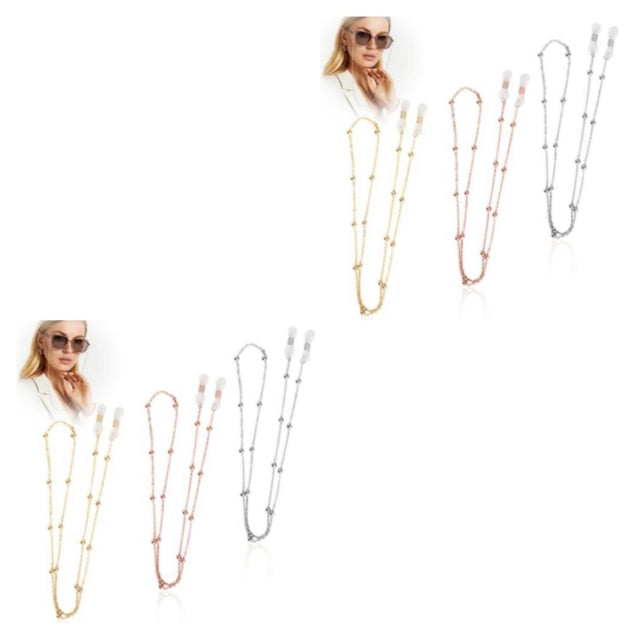 ZLight 3pieces Universal Eyeglass Chain Adjustable Exquisite For Women And Men Wide Usage Metal 2Set
