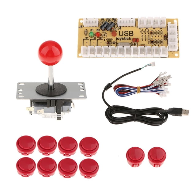 Controlador de juegos arcade DIY para Raspberry Pi y Windows, 1 placa USB, 1 conector de 5 pines y 10 botones