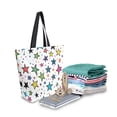 thumbnail image 2 of FORMRS Womens Canvas Tote Bag with Zipper Inner Pocket Shoulder Handbag, Green Stars, 2 of 7