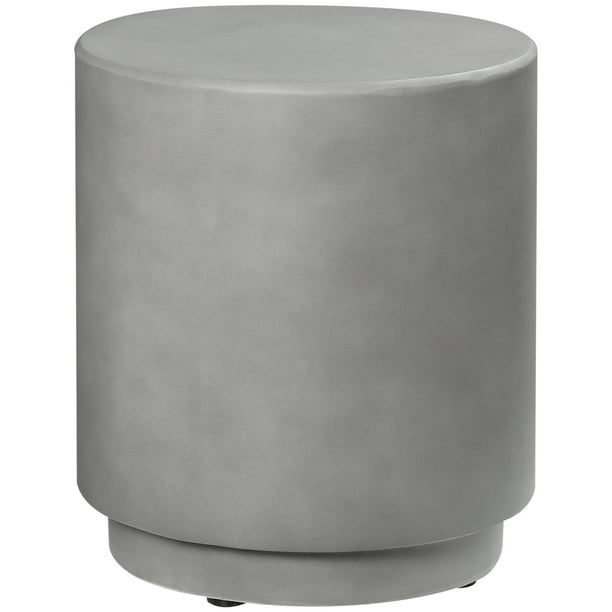 Lightweight Accent Table with Concrete Finish, Round Side Table