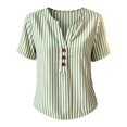 thumbnail image 5 of Endives Women's Short Sleeve T-shirt Striped T Shirts Plus Size V Neck Shirt for Women Summer Loose Fit Tops with Button Tshirt Shirts for Women Hot Sale, 5 of 5