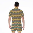 thumbnail image 2 of Mardi Gras Fat Tuesday Chevron Short Sleeve Men'S Rompers, Chevron Wave Casual Summer Jumpsuits Outfit, 2 of 4