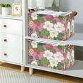 thumbnail image 2 of Yayeee Foldable Storage Basket for Shelves with Handles Set of 2 Waterproof Cloth Bins, White Flowers, 2 of 7