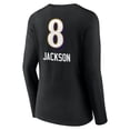 thumbnail image 3 of Women's Lamar Jackson Baltimore Ravens Black Team Wordmark Long Sleeve V-Neck T-Shirt, 3 of 3