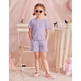 thumbnail image 4 of Arshiner Toddler Girls Summer Outfits Short Sleeves Crewneck Tops and Shorts with Pockets Cute Summer 2 Pieces Short Sets, 4 of 6