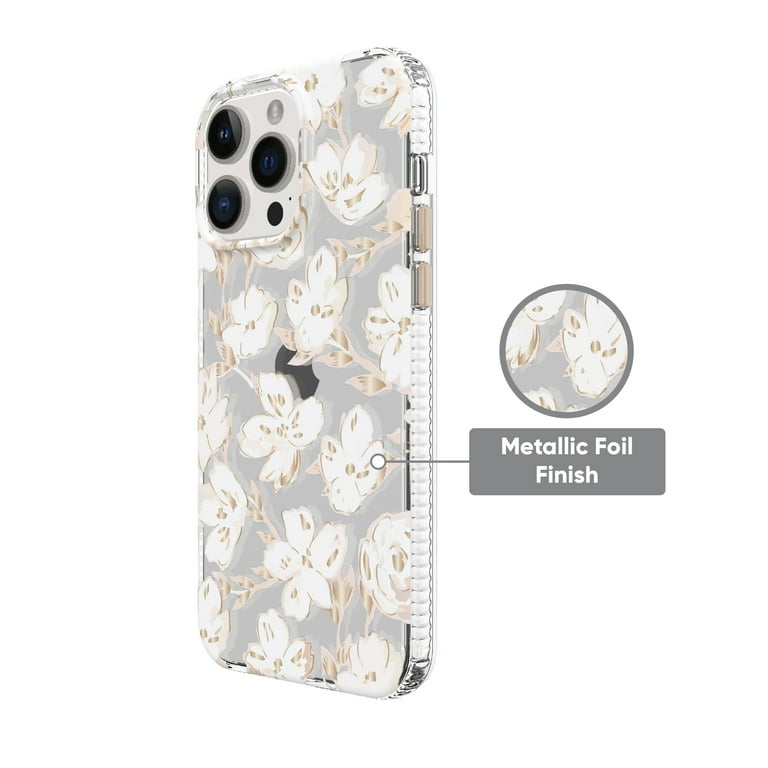 onn. White Whisp Floral Phone Case for iPhone 14 Pro Max