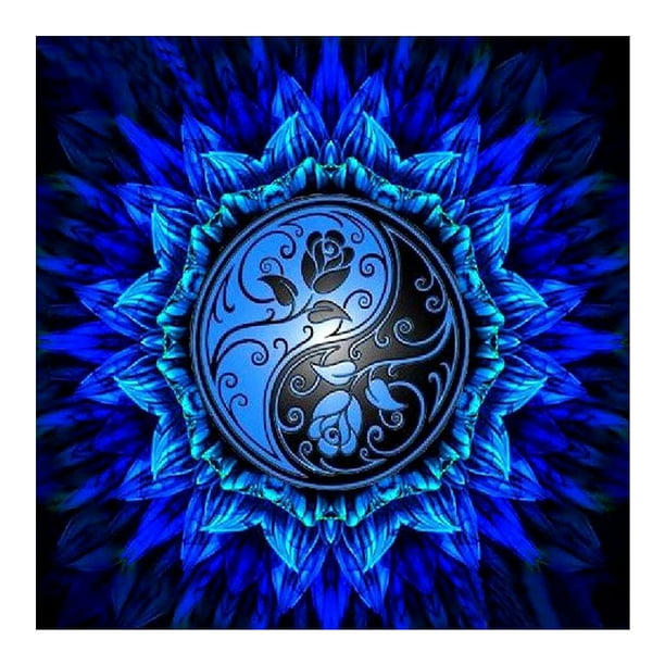 Kit de pintura al óleo sin marco de Mandala azul DIY por números, cuadro pintado a mano, decoración Hugtrwg Para estrenar
