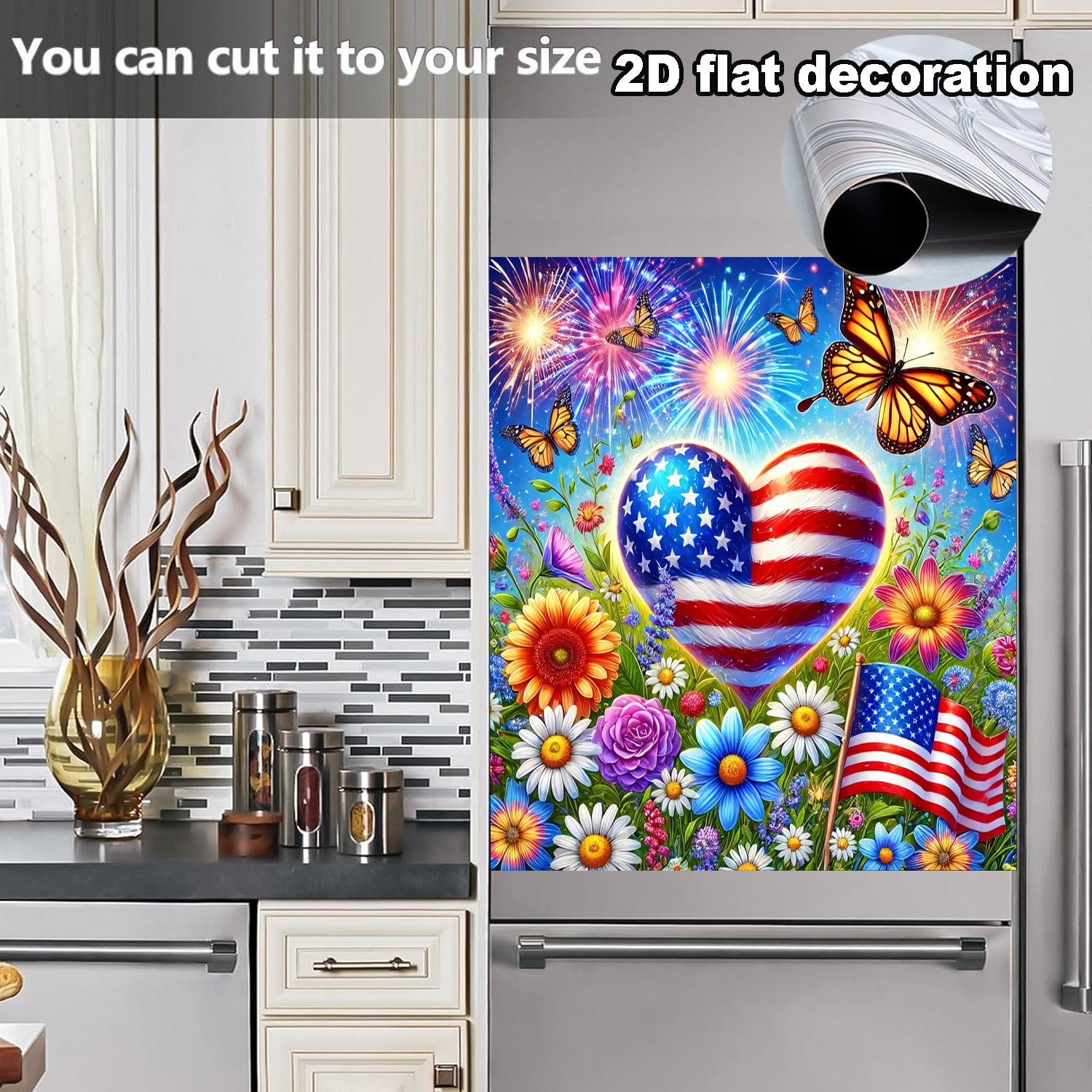 1Pc  American Flag Patriotic Dishwasher Magnet Cover,Dish Washer Door Panel Cover Fridge Appliance Magnet Decal Sheet Kitchen Decor 23x26 inch