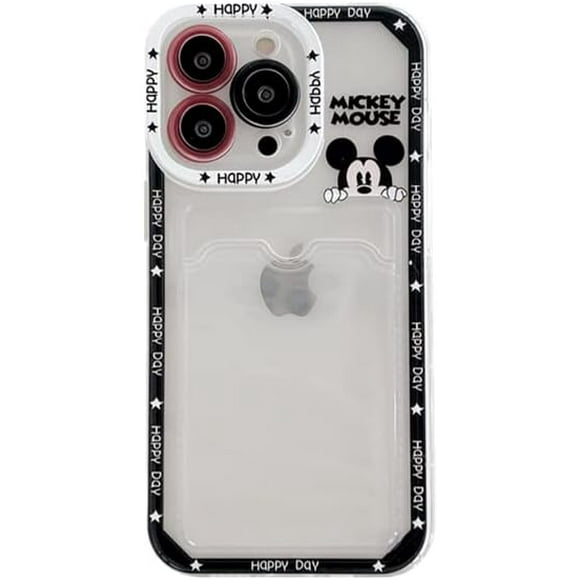 for iPhone 15 Pro Max Minnie Mouse Case with Card Holder, Girls Boys Kids Women Cute Cartoon Card Slot Pocket Protective Case Cover for iPhone 15 Pro Max (No.6)
