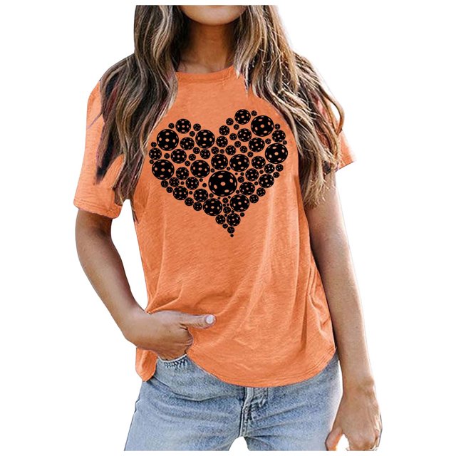 WEAIXIMIUNG T-Shirt à Manches Courtes pour Femmes, Imprimé d'Été, Confortable et à la Mode, pour la Saint-Valentin