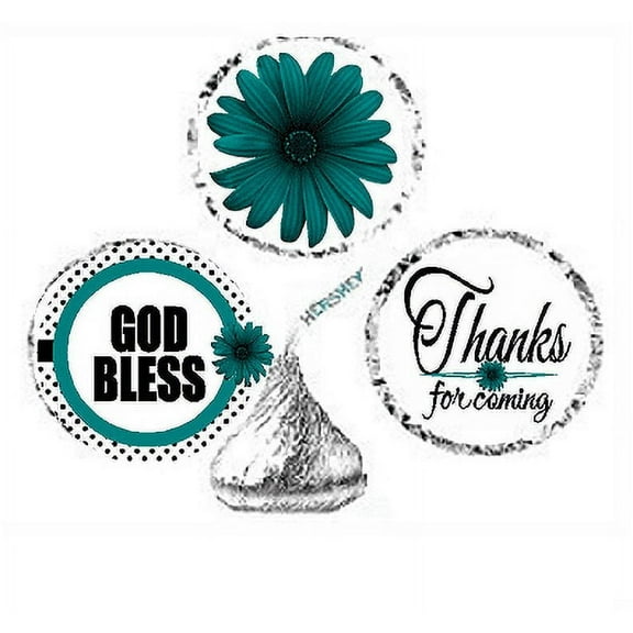 216ct Teal God Bless Religious Baptism Communion Party Favor Candy Decoration Stickers Labels Fits Kisses Chocolates Party Favors Envelope