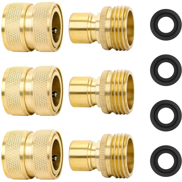 STYDDI Brass Full Flow Garden Hose Quick Release Connect Adaptor Fitting, Full Port Solid Brass