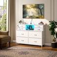 thumbnail image 5 of Romorgniz Dresser for Bedroom with 8 Fabric Drawers White Dresser with LED Lights & Charging Station & Open Shelf for Living Room and Entryway, 5 of 10