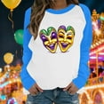 thumbnail image 1 of Xuyuer Mardi Gras Shirts for Women Shirt Funny Mask Graphic Tee Carnival Long Sleeve Shirt V Neck Top, 1 of 6
