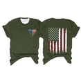 thumbnail image 2 of Hauts d'Été pour Femmes, Tenues de 4 Juillet 2024 Mode Féminine Col Rond Manches Courtes Jour de l'Indépendance Drapeau Américain Imprimé Liberté Familiale Vert, 2 of 3