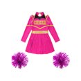 thumbnail image 3 of iiniim Girls Cheerleading Dance Long Sleeve Dress with Flower Balls Stage Performance Hot Pink 16, 3 of 7