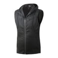 thumbnail image 2 of INSPIRE CHIC Men's Tailored Vest Hoodie Zip Up Sleeveless Drawstring Hooded Vest 46 Black, 2 of 8