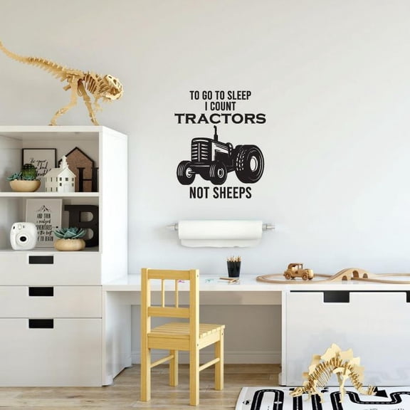 To Go To Sleep I Count Tractors Not Sheep - Tractor Quotes Vinyl Wall Sticker Art Wall Decal Girls Boys Kids Room Design Bedroom Nursery Kindergarten Wall Sticker Vinyl Decoration Size (10x6 inch)