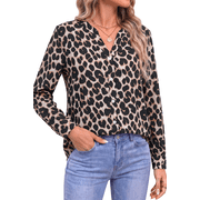 Fantaslook Womens Button Down Shirts V Neck Long Sleeve Shirt Printed Business Work Blouses Dressy Casual Fall Tops