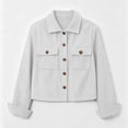 thumbnail image 3 of Lumtrix Womens Fashion Cropped Jacket Corduroy Button Down Long Sleeve Coats | Lightweight Crop Shackets Outwear White S, 3 of 4