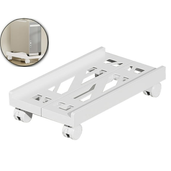 Adjustable Computer Tower Stand, Mobile Ventilated PC Rack, Locking Rolling Caster Wheels Desktop Organizer for Office Home Use