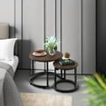 thumbnail image 6 of Coffee Table Nesting Side Round Set of 2 End Table Top Sturdy Metal Frame Desk Centerpiece Living Room Bedroom Apartment Modern Industrial Simple Nightstand, 6 of 10