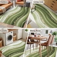thumbnail image 5 of 3'x5' Area Rugs, Green Abstract Waves Indoor Outdoor Area Rug for Living Room Bedroom, Gradient Fluid Luxury Oil Painting Washable Bathroom Rugs Kitchen Floor Carpet Mats Home Decor Aesthetic, 5 of 8