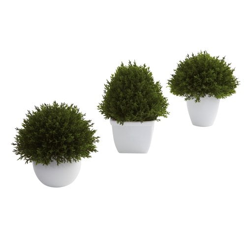 Nearly Natural 4977-S3 Mixed Cedar Topiary Collection, Green, Set of 3