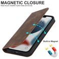 thumbnail image 2 of Feishell Wallet Case for iPhone 14 Pro,Built-in Magnet Compatible with Magsafe Charger,Premium PU Leather Magnetic Closure Flip Holder RFID Blocking Card Slots Anti-falling Phone Cover,Brown, 2 of 12