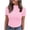 Pink, variant on Women's Short Sleeve Tops Ribbed Lettuce Trim Shirts Work Blouses For Women Business Casual Outfits Slim Fit Crew Neck Casual Summer Basic Tees Going Out Tops For Women