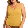 thumbnail image 2 of Women's Plus Size Camisole, Built-In Padded Bra Sleeveless Tank Top Corset Style Layering Body Shapewear Yellow M, 2 of 7