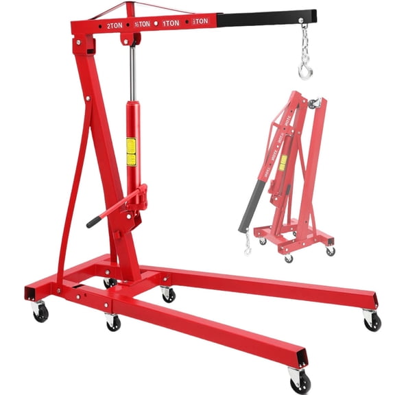 Danolapsi 2 Ton Engine Hoist Cherry Picker 4400LBS Heavy Duty Engine Crane Portable Folding Hoist Lift with 6 Casters for Garage, Workshop(ship in 2 boxes)