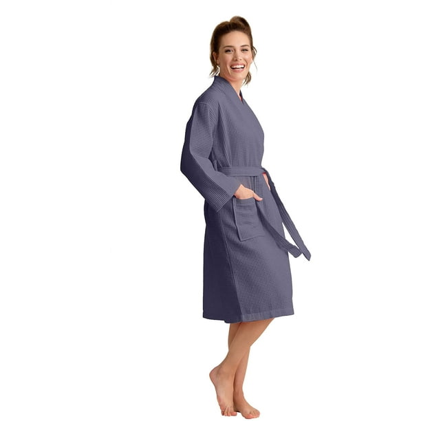 Luxurious Robe Soft Absorbent Lightweight Long Kimono Waffle Hotel/Spa  Cotton Bathrobe for Women 