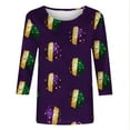 thumbnail image 4 of Gamivast Mardi Gras Shirts for Women Funny Graphic 3/4 Sleeve Crew Neck Pullover Casual Loose Tunic Cute Holiday Blouses Carnival Party Outfits, 4 of 6