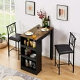 thumbnail image 3 of VECELO 3-Piece Pub Counter Height Dining Set, Kitchen Table & Chairs w/ Storage, Brown, 3 of 13