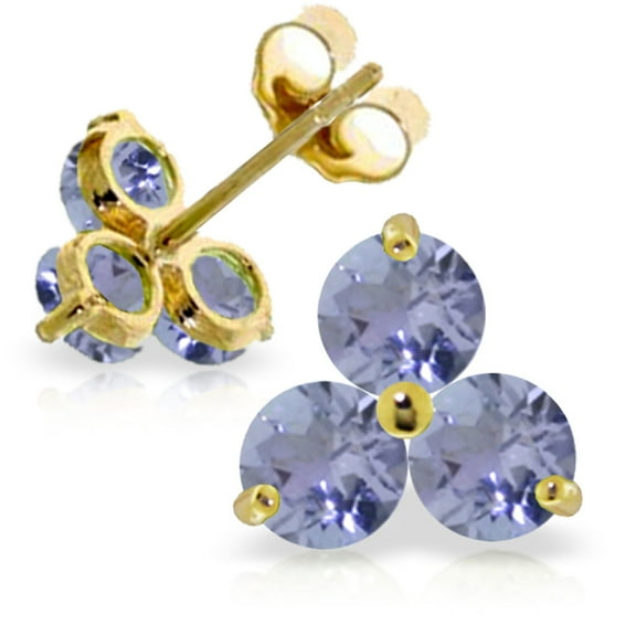 Galaxy Gold 14K Yellow Gold 1.50 Carat Natural Tanzanite Stud Earrings - December Birthstone - Balance & Intuition - Fine Jewelry for Women