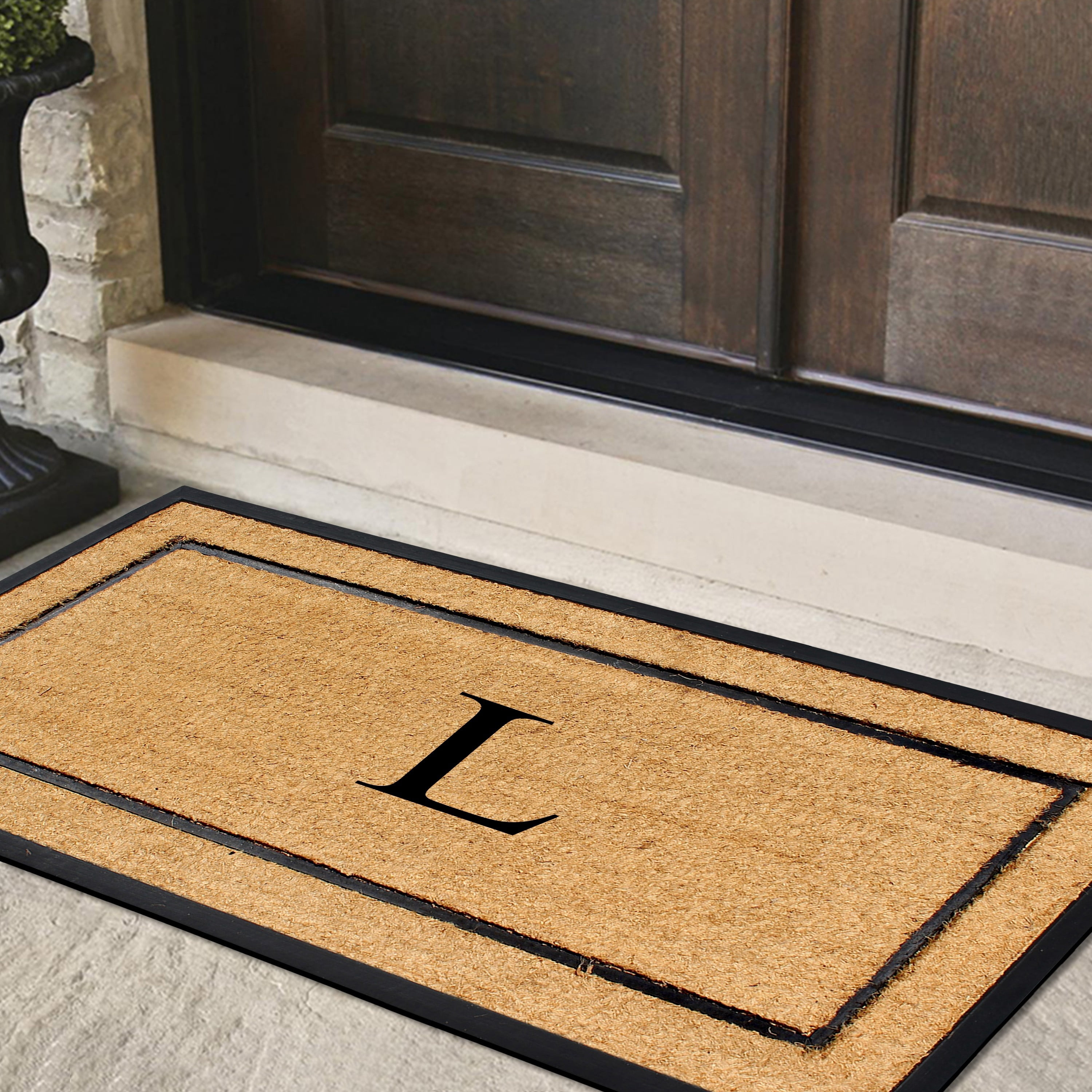 A1HC Natural Coir Monogrammed Doormat, Heavy-Duty Thin Profile Front Door Mat - 30"x60"