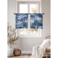 thumbnail image 3 of Navy Blue Ombre Sheer Curtains 45 Inch Length 2 Panels Set, Gradient Abstract Art Vintage Voile Window Treatment Rod Pocket Small Kitchen Curtains Drapes for Bedroom 52"x45"x2, 3 of 7