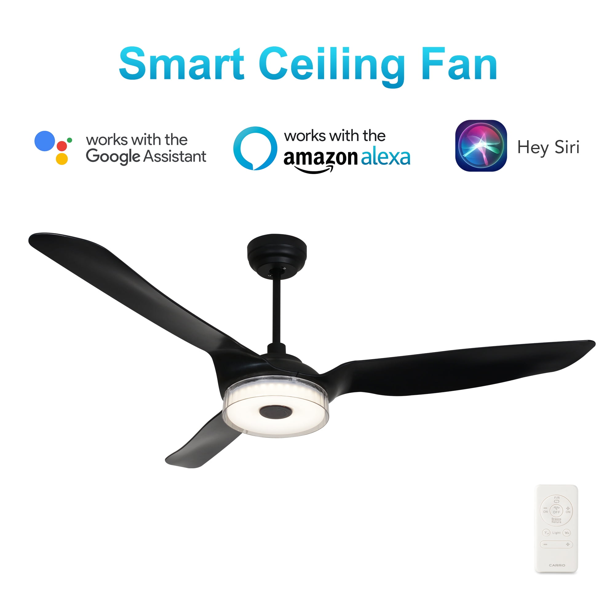 52-inch Indoor/Outdoor Smart Ceiling Fan Dimmable LED Light Kit