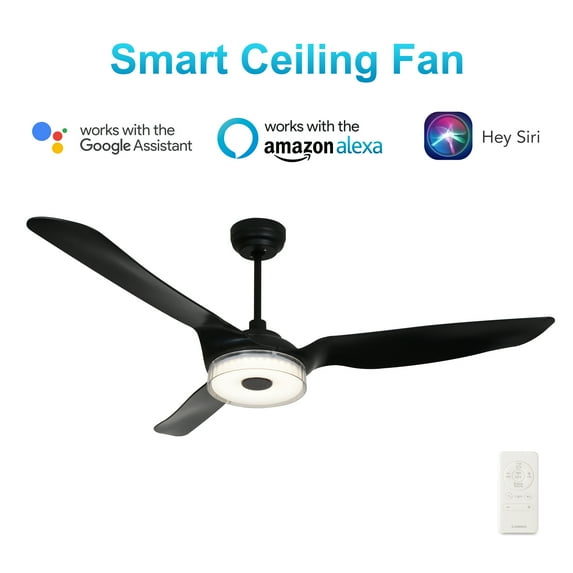 52-inch Indoor/Outdoor Smart Ceiling Fan Dimmable LED Light Kit Control by Smart Voice Devices in Patio