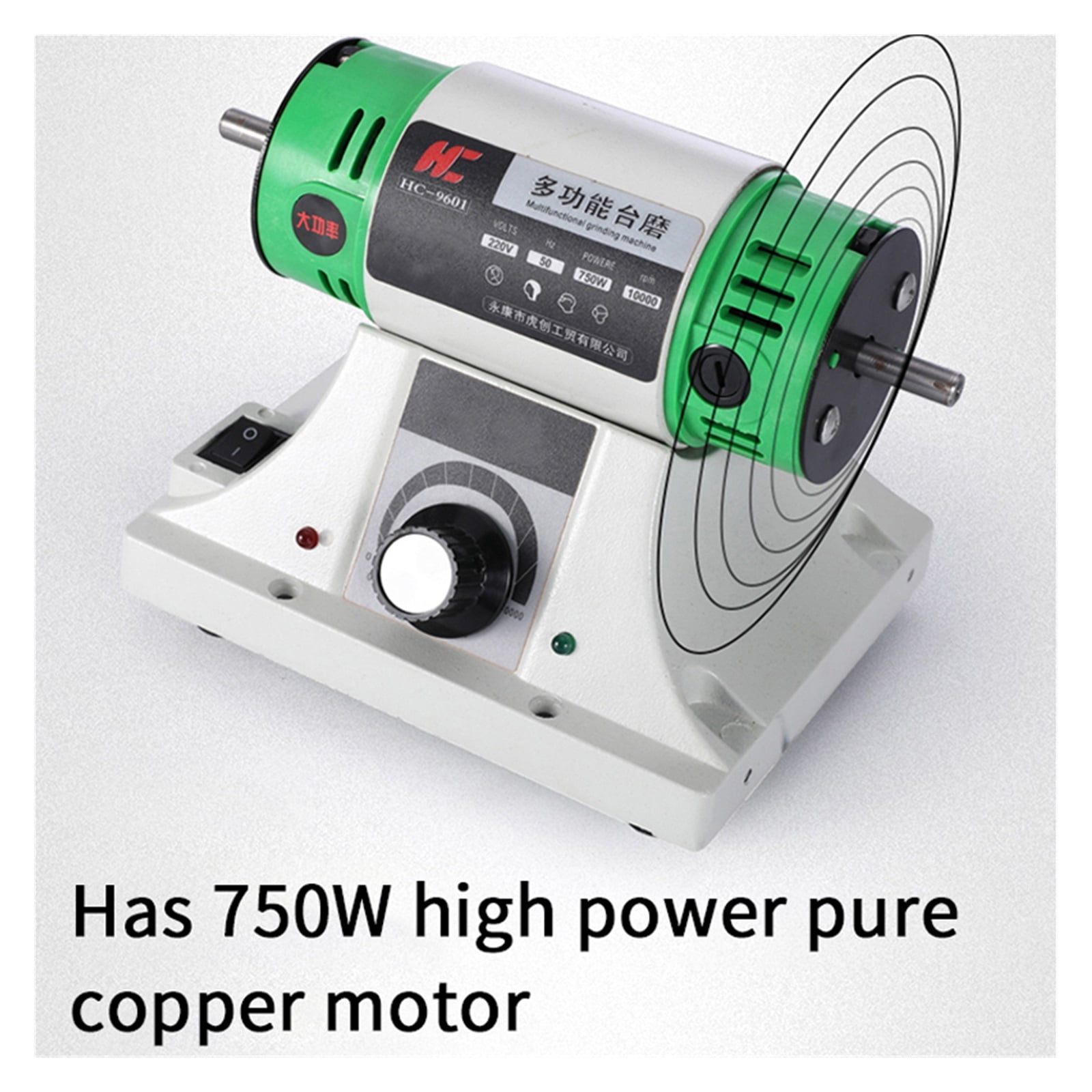 Electric Bench Polishing Grinding Machine Gem Jewelry Rock Grinder Desktop Lathe Polisher Adjustable Speed 0-10000RPM 750W