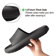 WALL QMER Cloud Slide Sandal for Women and Men, Bathroom shower slippers, EVA Anti-Slip Quick Drying Shower Shoes, Cushioned Thick Sole, Black-01