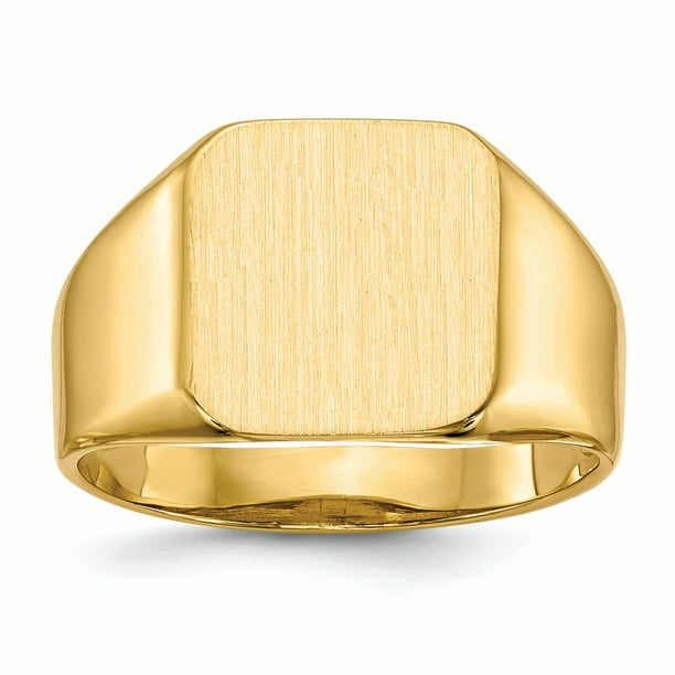 Ring Signet - 14K Yellow Gold 13.2 MM Men's Square Engravable Signet ...