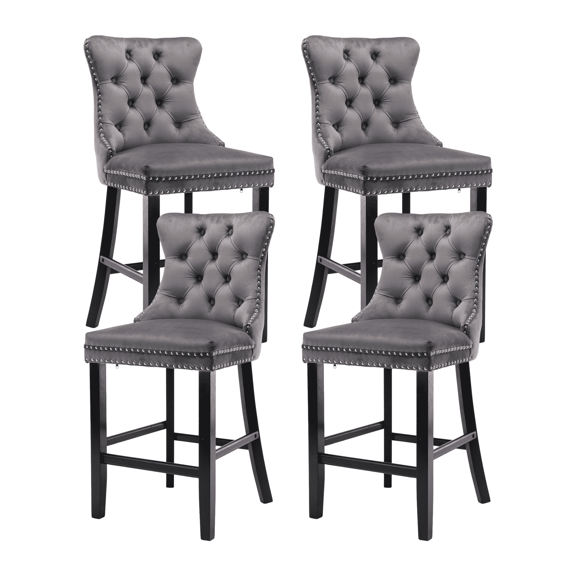 Velvet Counter Height Upholstered Barstools, Bar Stools Seat Height 27
