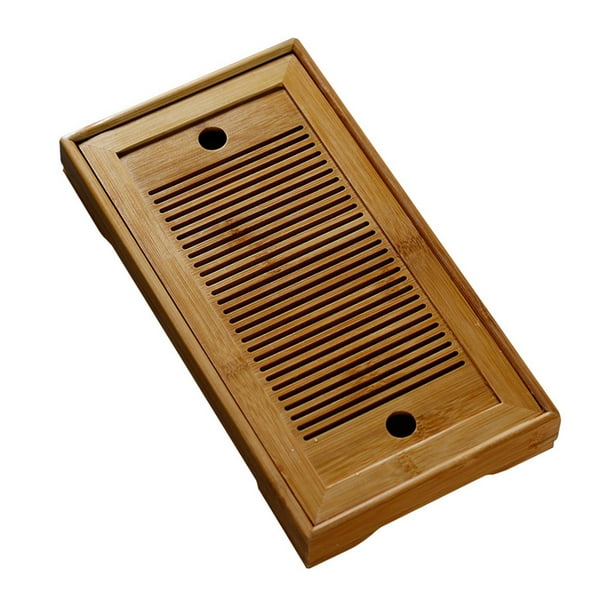 Bandeja de té de bambú chino Gongfu Bandeja para servir té Regalo para amantes del té Bandeja de té de bambú chino tradicional simple Gongfu 25x14x35 cm